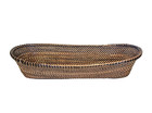 Hand Woven Coil Bread Basket Oval Sea Grass Natural Fibers Wire Frame 16  X 7 