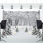 10x8ft Vinyl Christmas Backdrop Snowscape Xmas Tree Pine Forest Background
