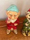 Lot Of Vintage Cute Painted Santa Claus Elf Elves Ceramic Figurines - 5 Inches
