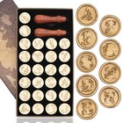 Letter Wax Seal Kit  26pcs 3d Floral Initial A-z Stamp With 624pcs Sealing Wa   