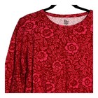 Kim Rogers Red Pink Floral Print Long Sleeve Cotton Top Xxl Crewneck Shirt