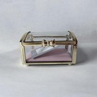 Antique Style   Glass Gold Footed Jewelry Dresser Trinket Box New   