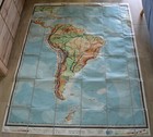 Large Vintage German Wall Chart Or Poster South America Map H harms Rare