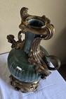 19th Century French Porcelain W crackled  Glaze   Ornate Bronze Metalwork Vase  