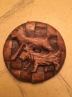 Amazing X Large Antique - Vtg Wood Composition Button Dogs Animal Basket Weave 