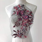 Blossom 3d Flower Applique  Beaded Sequins Flower Lace Patch Bridal Wedding Dres