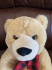 Fao Schwarz - Plush 12    Tan Teddy Bear W red And Black Plaid Scarf