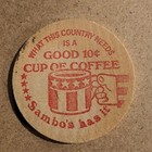 Sambos Vintage Wooden Nickel Good Cup Of Coffee 10 Cents Patriotic Us Flag