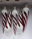 Glass Icicle Lot Of 5 Oblong Red White Glitter Twist Christmas Ornaments 6 5 