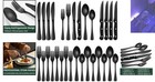 24-piece Black Stainless Steel Silverware Set With Ergonomic Steak Knives