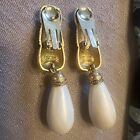 Vintage Huge Fendi Faux Pearl Gold Plated Couture Clip On Earrings