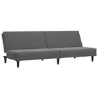 Sofa Bed Dark Grey Velvet  Wood 2-seater Convertible