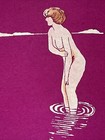 Vintage Antique S o s  Felt Artistic Pennant Nude Naked Lady 1910s