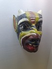 Vintage Mexican Folk Art Hand Carved Wood Devil Dance Mask Wooden Festival Mask