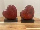        Valentines        Hand-carved Red Alabaster Stone Bookends By Duccesschi Italy