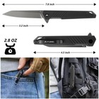 Flissa Folding Knife Pocket Knife W d2 Steel Blade black g10 Handle Pocket Clip