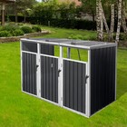 Outdoor Garbage Storage Bin Shed Stores 3 Trash Cans Metal Bin Shed Lockable New