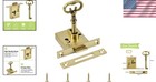 Vintage Antique Brass Lock Set With Key - Ideal For Drawers  Cabinets   Jewelry