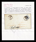 Italy 1863 - Lithographic Envelope With Rare Double Print - 2 Certificates     10 000