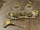 Ormolu Hollywood Regency Vintage Vanity Set Gold Filigree Tray   Perfume Bottles