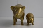Vintage Brass Pigs Mom   Baby Swine Farmhouse Collectible Farming Barn Decor 7 