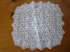 Antique vintage Tambour Ecru Net Lace Square Doily -- Very Detailed