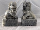 Old Carved Marble Stone Alabaster Foo Dogs Chinese Estate Asian Antique Lions