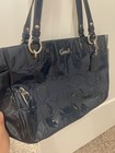 Coach Signature Logo Navy Tote Zip Closure Double Handles Silver Hardware
