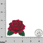 Red Rose With Leaves Floral  2-pack  Iron On Patch With Sparkling Thread
