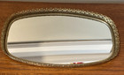 Vtg Hollywood Regency Oval Gold Filigree Mirrored Vanity Tray 14 5 x9  Perfume