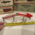 New Rare Heddon 7  Giant Jointed Vamp  Gold Eyes Fishing Lure Vintage Pink Red
