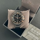 Bulova Marine Star 98b302 Men Black Dial Six-hand Chronograph Quartz Watch 45mm