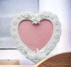 Ceramic Heart Shape Frame With Flowers And White Doves  Wedding D  cor Or Gift  A