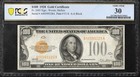 1928  100 Gold Certificate Pcgs 30 Fr 2405 One Hundred Dollar Bill 99328