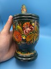 Hand Painted Wooden Mortar   Pestle Folk Art Floral Russian Style Vintage