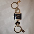 Coach C1679 Lock   Key Bag Charm Detachable Key Ring Black   Gold