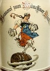 Antique B m k  Kindl Munchen Brewery German Beer Barrel Balance Stein