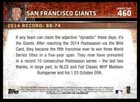 2015 Topps Series 2 San Francisco Giants Team Card  460 