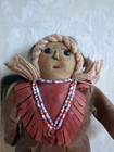 Vintage Native American Indian Beaded Doll With Leather Clothing 8 5  Tall Rare