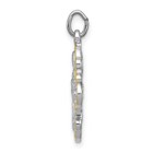 Sterling Silver Satin   Gold Vermeil 4-way Cross Medal Pendant 0 99 Inch