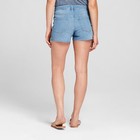New Womens High-rise Midi Jean Shorts Universal Thread Light Wash Raw Frayed Hem