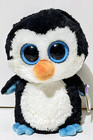 Ty - Beanie Boo - Waddles - 6  Penguin Plush - Solid Blue Eyes - Purple Tag 2012