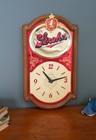 Vintage Strohs Beer Clock Sign 80 s Battery Operated Bar Man Cave Advertising