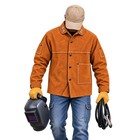 Leather Welding Jacket Split Cowhide Flame Resistant For Heavy Duty Welder