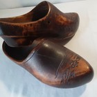 Vtg Dutch Wood Shoes Hand Carved Flower Design Wearable Clogs Klompen