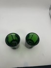 Set Of 2 Jagermeister Shot Glasses Green Glass Embossed Logo German Barware