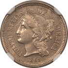 1865 Three Cent Nickel - Ngc Au-58