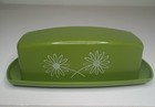 Vintage Mid-century Modern Avocado Green Plastic Butter Dish