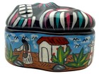 Day Of The Dead Sugar Skull Mexican Earthenware Trinket Box Handmade Folk Art