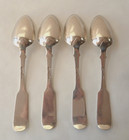 Four Russian 84 Silver Dessert  Spoons  Moscow 1841   bk  Maker  Shell Design